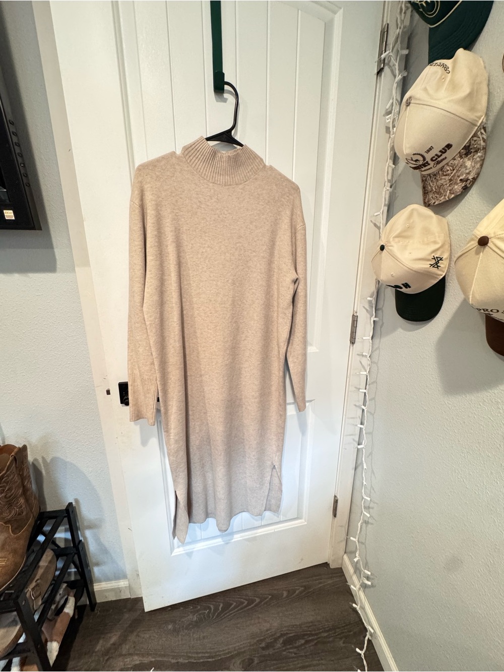 a new day Beige Mock Neck Long Sleeve Sweater Dress